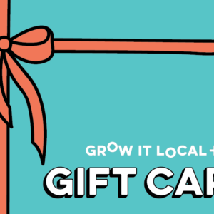 Grow It Local gift card with ribbon design.