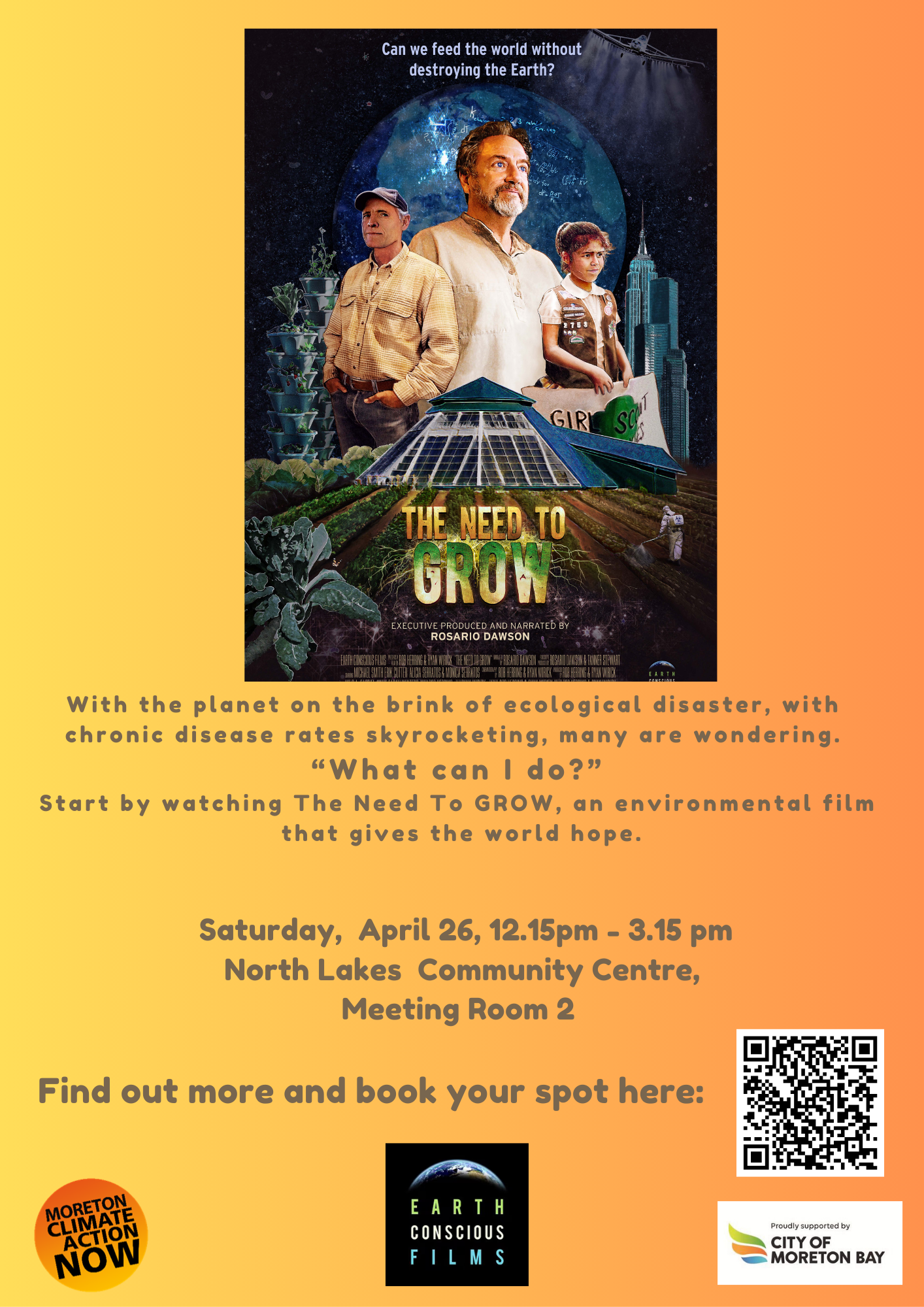 The Need to Grow film screening event poster.