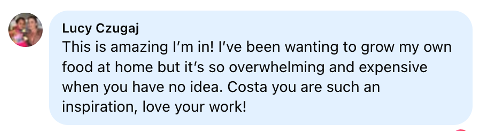 Inspirational comment on home food growing challenges.