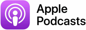 Apple Podcasts logo in purple and black.