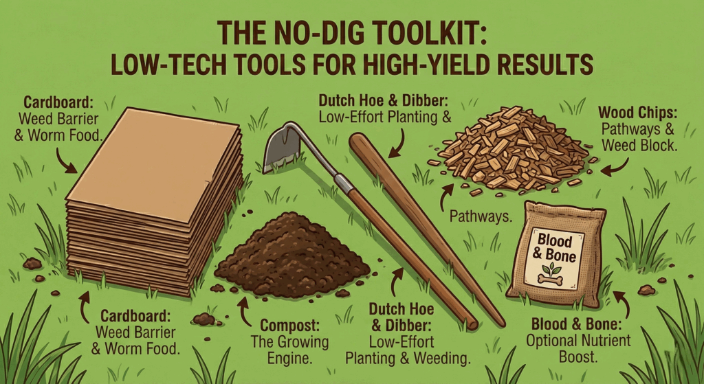No-dig gardening tools for high-yield results.