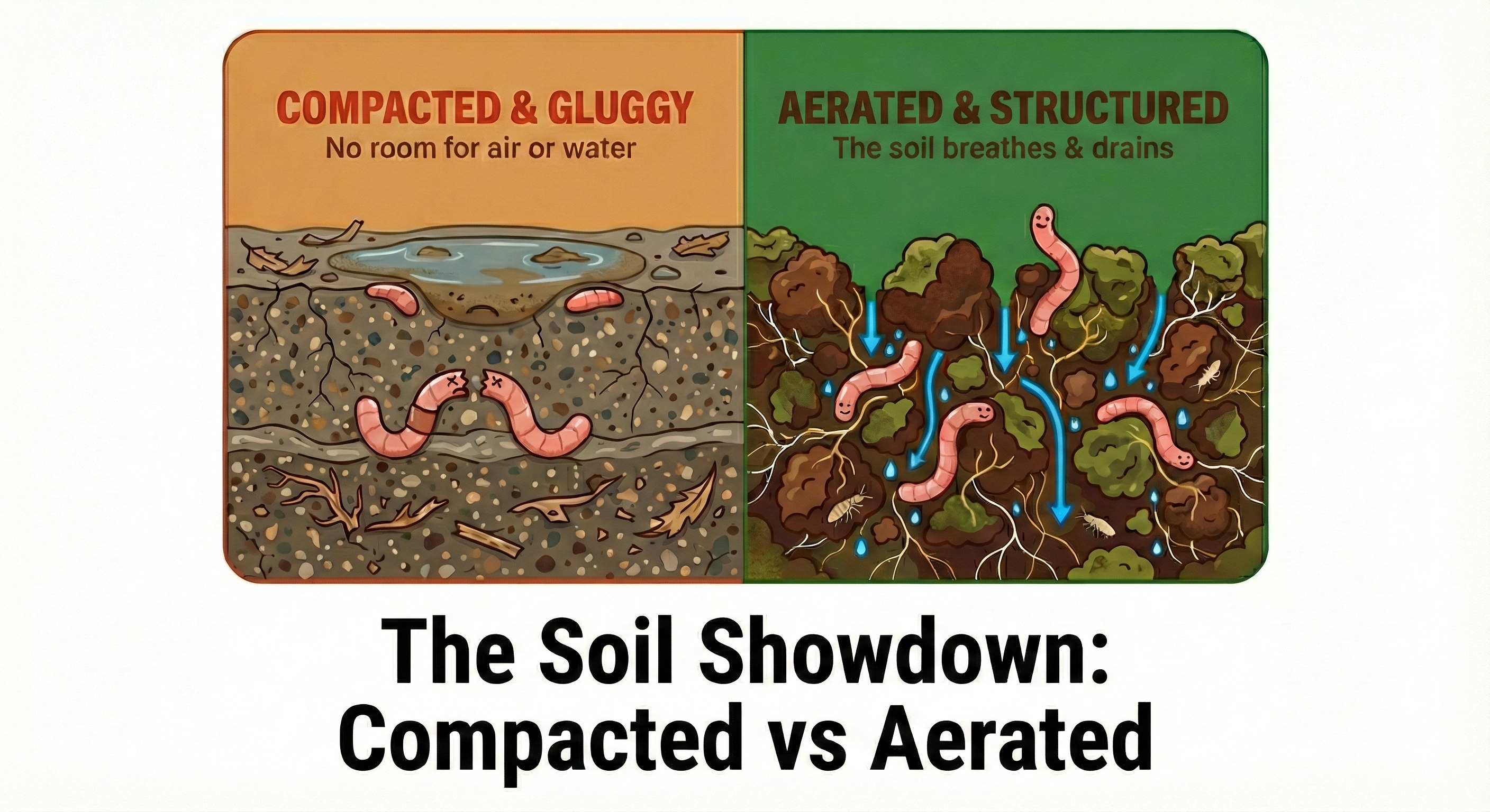 Infographic: Compacted vs. Aerated Soil Comparison