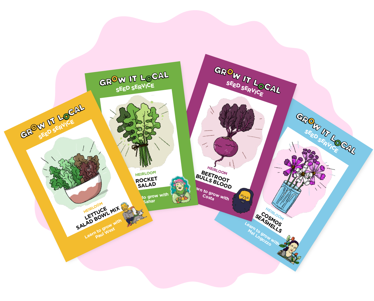 Colourful seed packets for various plants